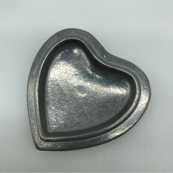 Vintage Jewelry Trinket Box Pewtarex York Silver Pewter Heart Shaped Keepsake - Picture 10 of 14